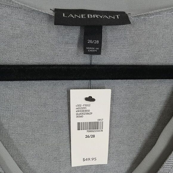 Lane Bryant Womens Size 26/28 Pullover Sweater Gray Long Sleeve Rayon V Neck Nwt - Picture 3 of 7